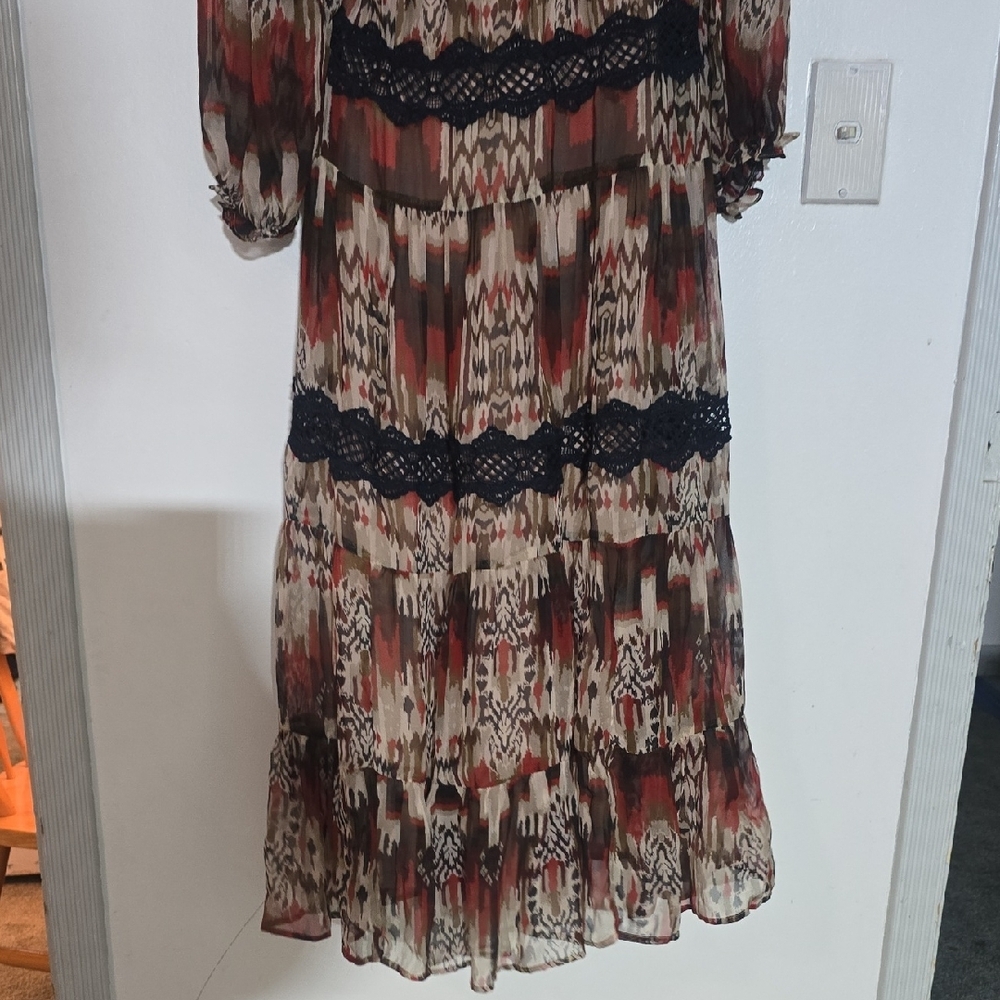 Sundance Ikat Print Blouse in Red, Gray and Navy - Picture 5 of 8